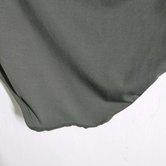 Hilor‎ One Shoulder One Piece Swimsuit 16 Olive Green Asymmetrical Ruffle - Picture 8 of 12